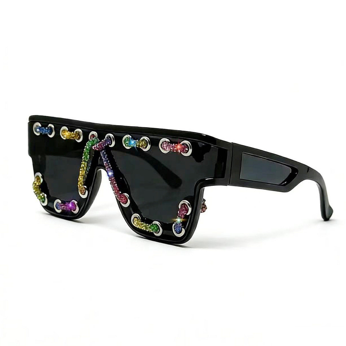 Damen Sonnenbrille mit extravagantem Design und dekorativer Kettenverzierung Brehn