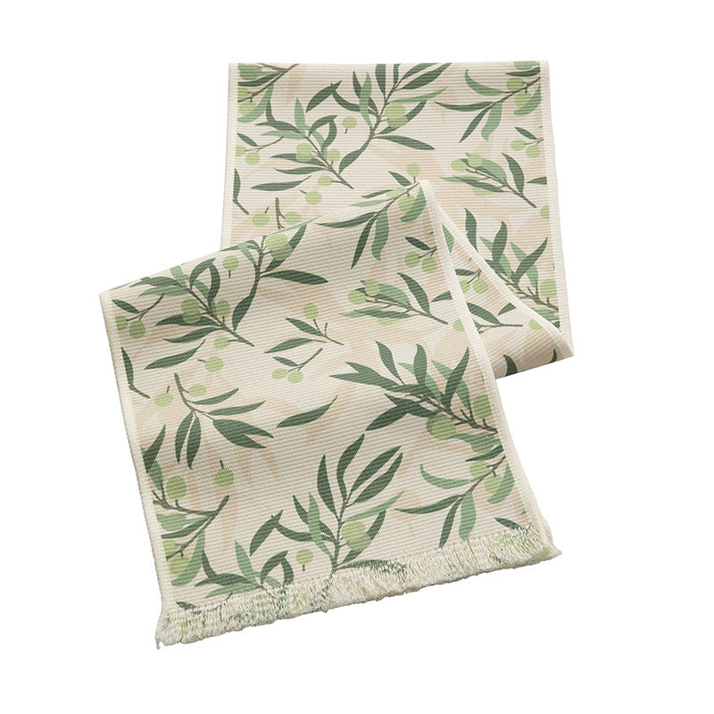 Gewebter Tischläufer mit floralem Jacquardmuster und Fransensaum Brehn