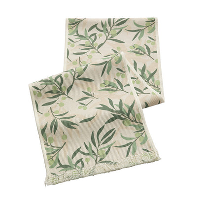 Gewebter Tischläufer mit floralem Jacquardmuster und Fransensaum Brehn