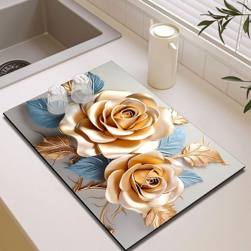 Elegante Blumenmuster Küchenmatte