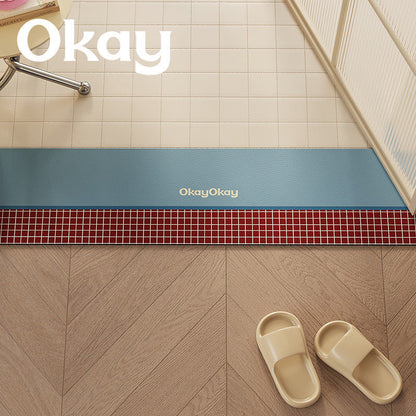 Cushioned Non-Slip Entryway Floor Mat with Faux Leather Border