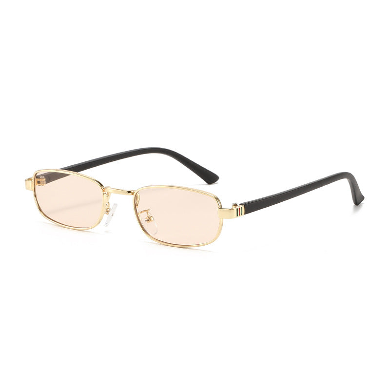 Damen elegante rechteckige Sonnenbrille mit feinem Metallrahmen Brehn