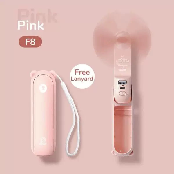 Unisex Einheitsgröße klappbarer wiederaufladbarer tragbarer Mini-Ventilator mit integriertem USB-Powerbank und Lanyard Brehn