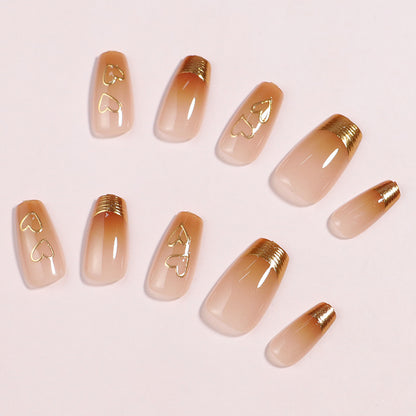 Premium Herz-Beschmückte Press-On Nagelset Brehn