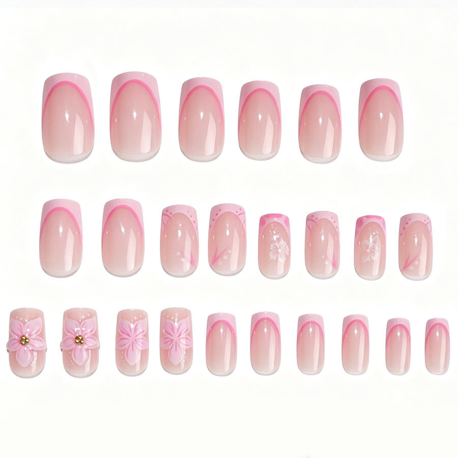 Künstlerisches Floral Press-On Nagelkunst Set Brehn
