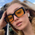 Damen Modische quadratische Sonnenbrille mit mattem Gestell und UV-Schutz Brehn