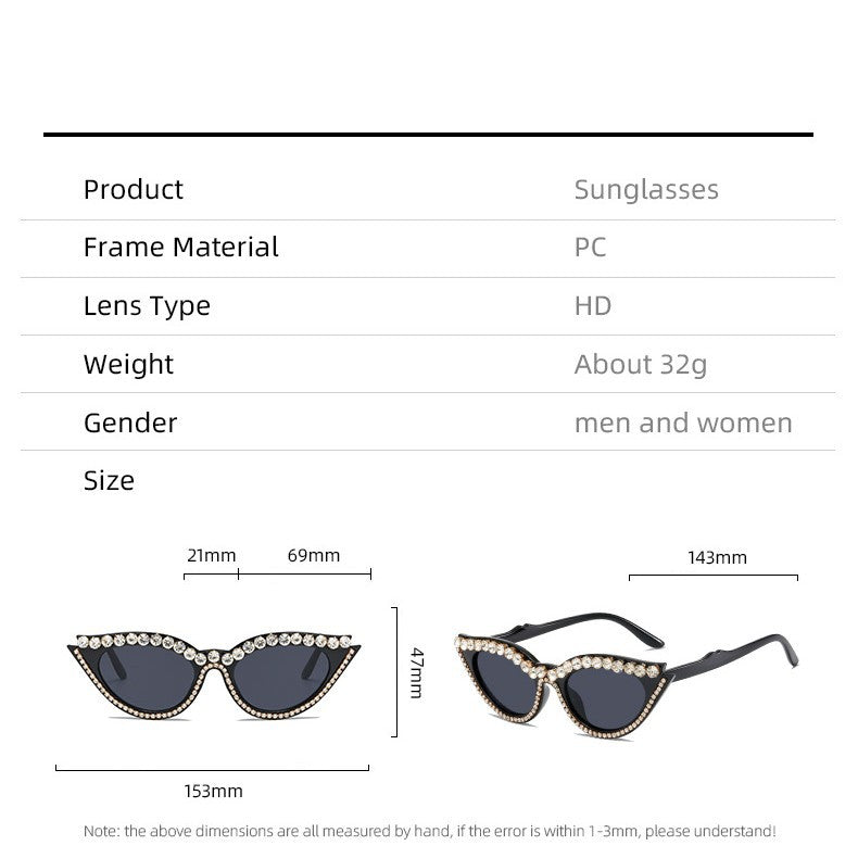 Damen extravagante Cat-Eye Sonnenbrille mit glamourösen Kristallverzierungen Brehn