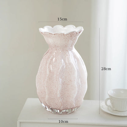 Mouth-blown gewellter Rand Texturiertes Glas Akzentvase Brehn