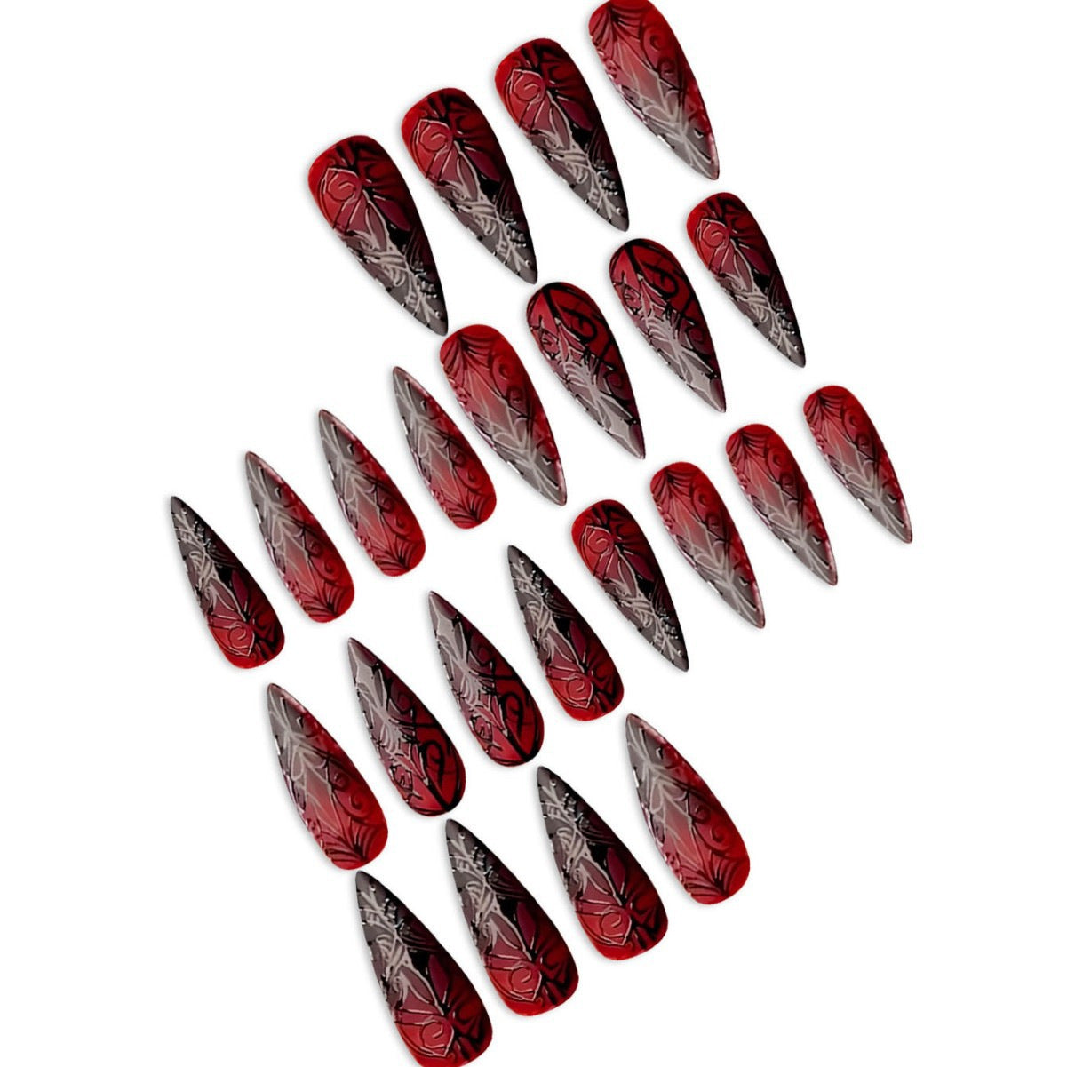 Gothic Stiletto Press-On Nagelkunst Set Brehn