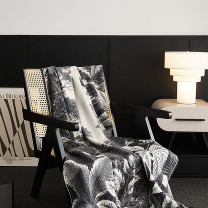 Luxuriöse Jacquard Baumwoll-Wurfdecke mit botanischem Muster