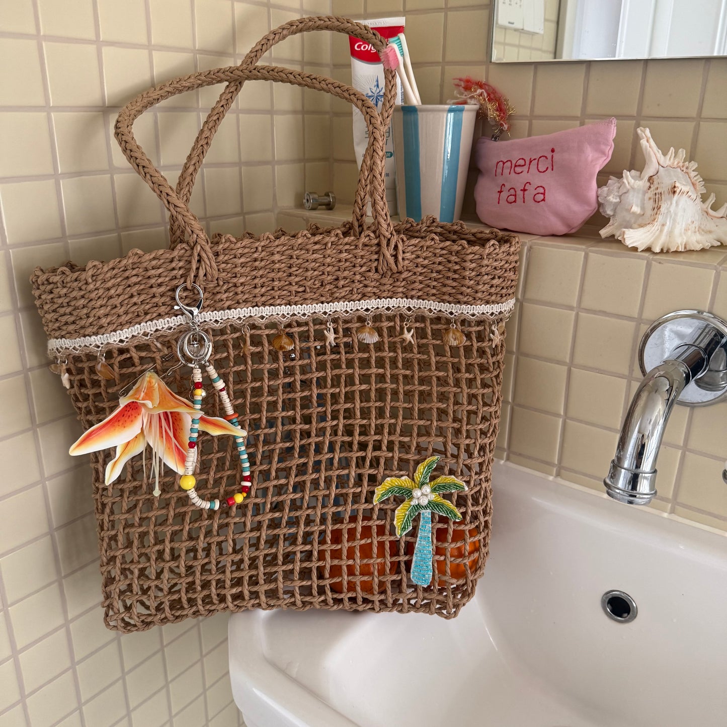 Bast-Strandtasche mit Elegantem Strukturdesign Brehn