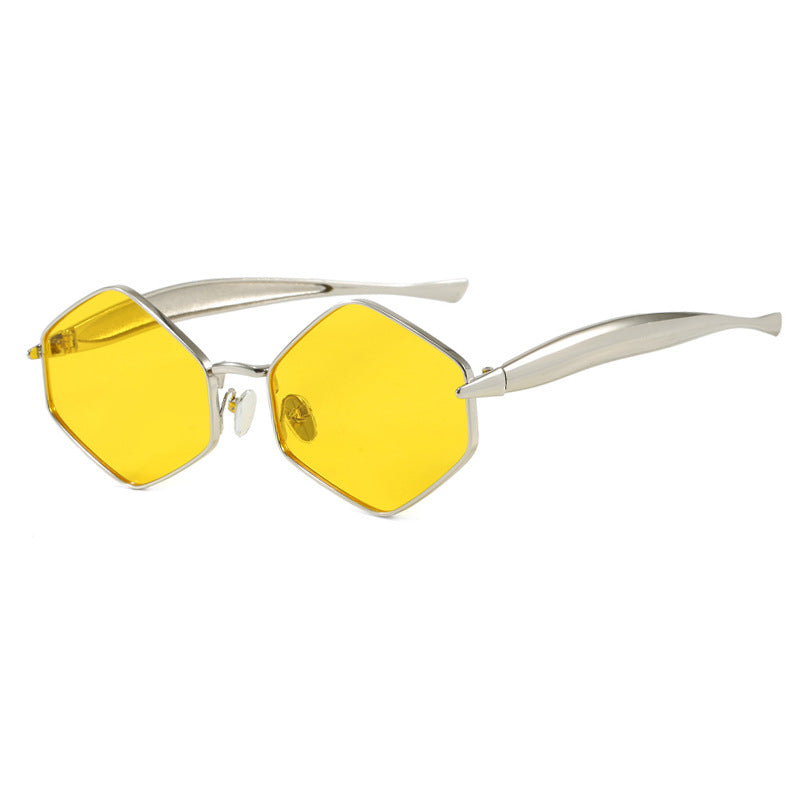 Damen hexagonale Sonnenbrille mit elegantem Metallrahmen und UV-Schutz Brehn