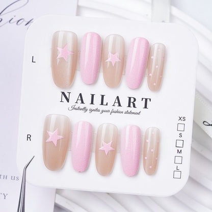 Künstlerisches Stiletto Press-On Nail Set mit floralen Verzierungen Brehn
