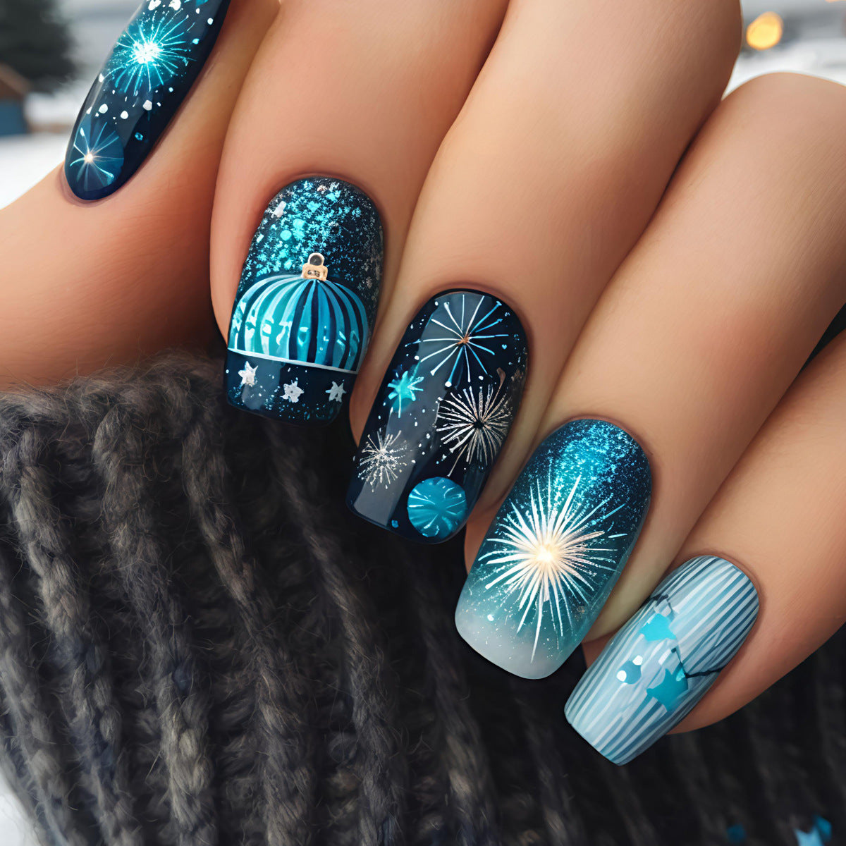 Kunstnägel mit Festlichem Feuerwerk-Motiv Brehn