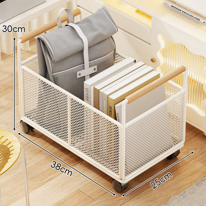 Mesh rechteckiger Speicher-Organizer-Korb mit Holzgriffen