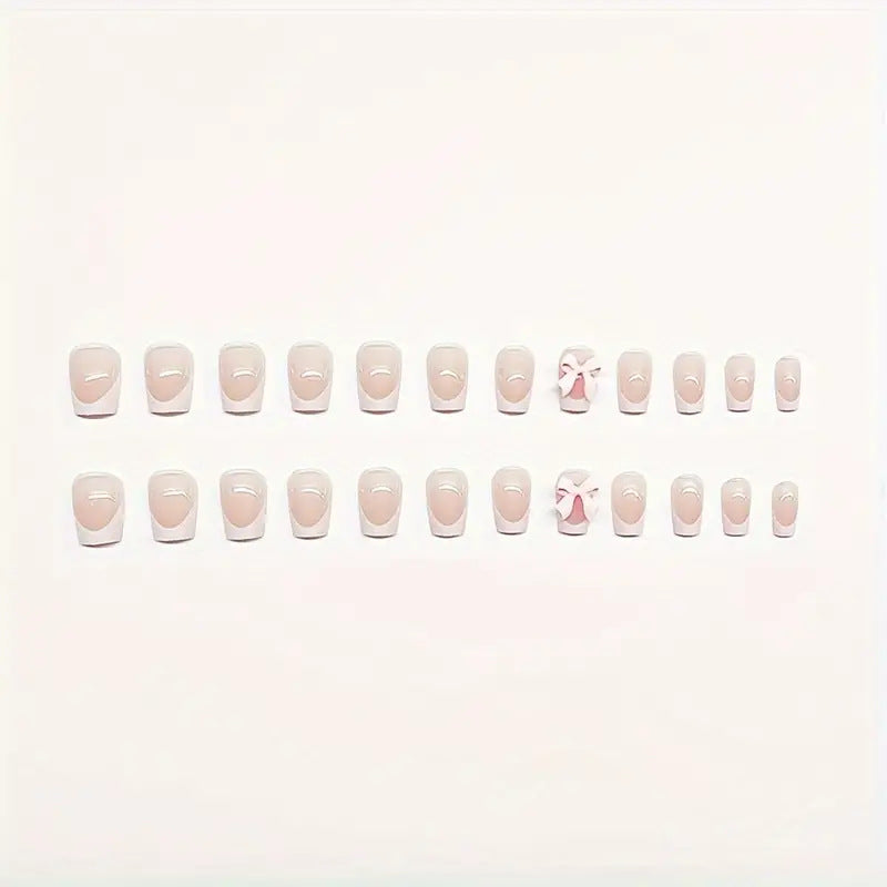Charmante Schleifenverzierte Press-On Nagelkunst Brehn