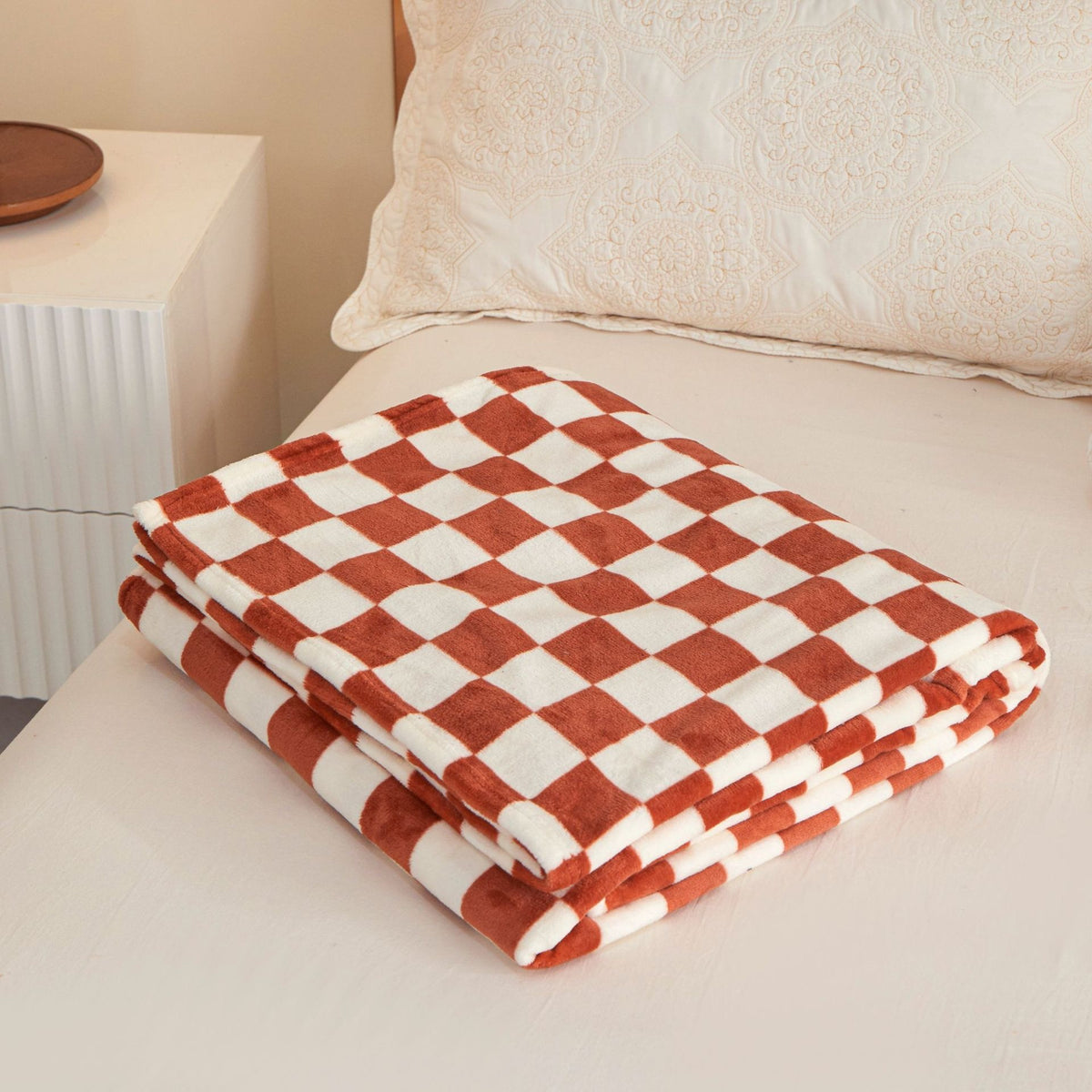 Kariertes Fleece-Wurfdecke