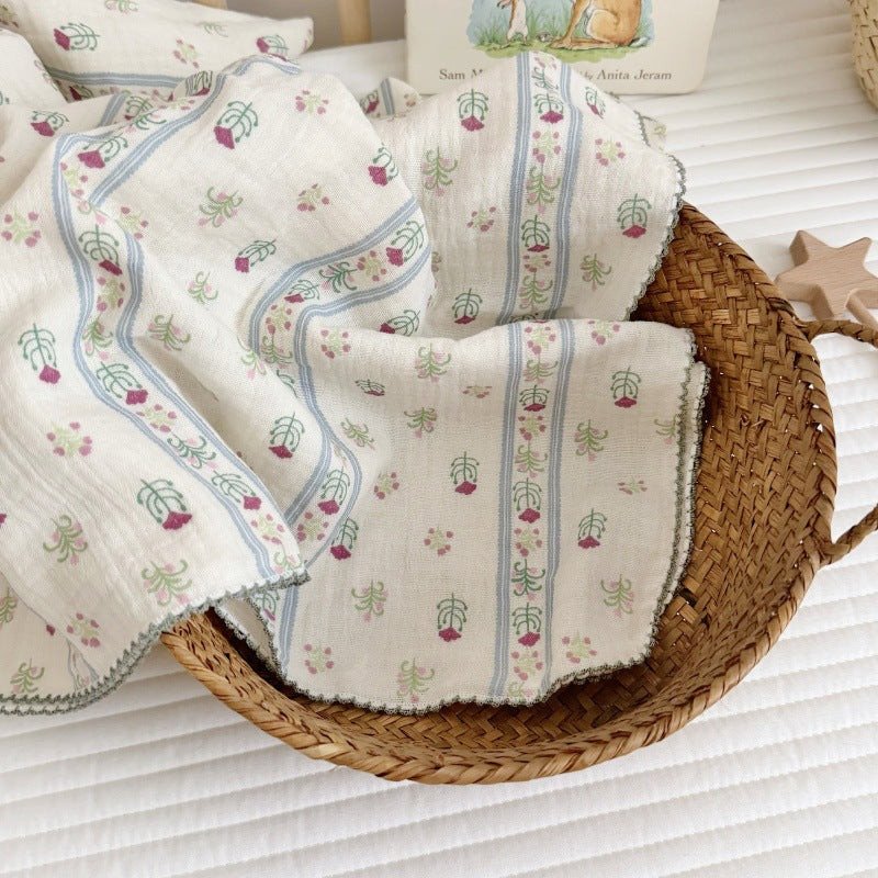 Damen Kuschelige Baumwoll-Decke mit floralem Design Brehn