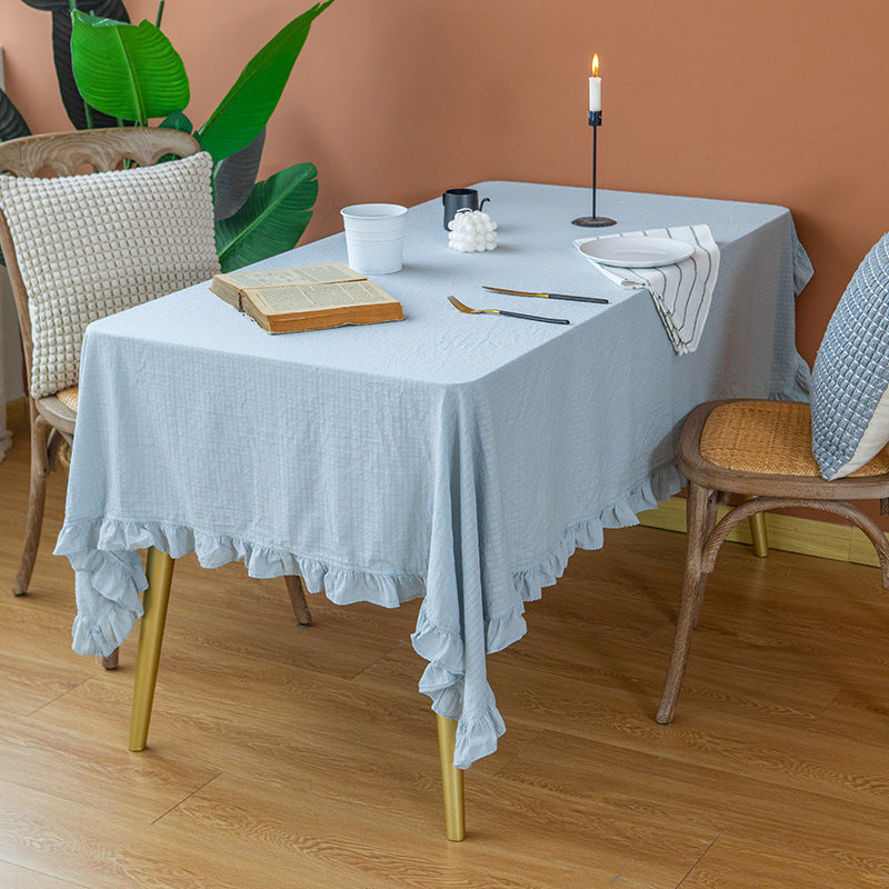 Leichte Baumwoll‑Gaze Tischdecke mit Volant und natürlicher Struktur Brehn
