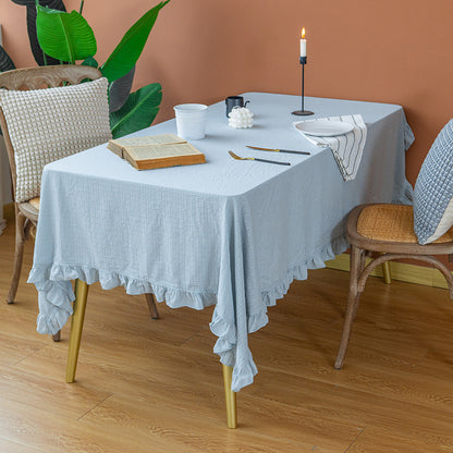 Leichte Baumwoll‑Gaze Tischdecke mit Volant und natürlicher Struktur Brehn