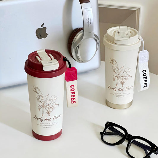 Damen Reisebecher mit eleganter Blumenillustration Brehn