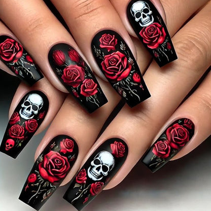 Gothic Skull und Rose Nagelkunst Extensions Brehn