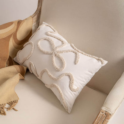 Bohemian Loop-Tufted Lendenkissenbezug mit geschwungener Applikationstextur