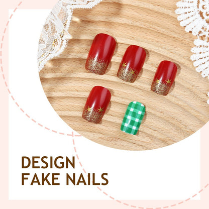 Festliches Kunstnagelset mit Glitzer- und Weihnachtsmotiven Brehn
