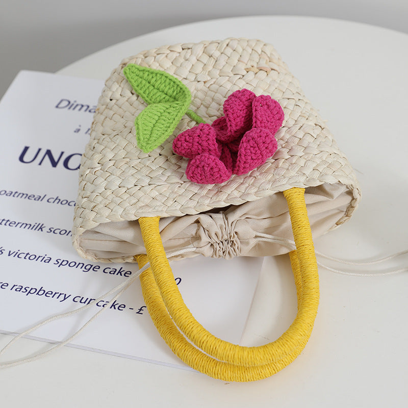 Damen Verspielte Korbtasche mit Blumenapplikation Brehn