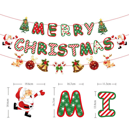 Festliche Weihnachtsgirlande mit glitzernden Buchstaben