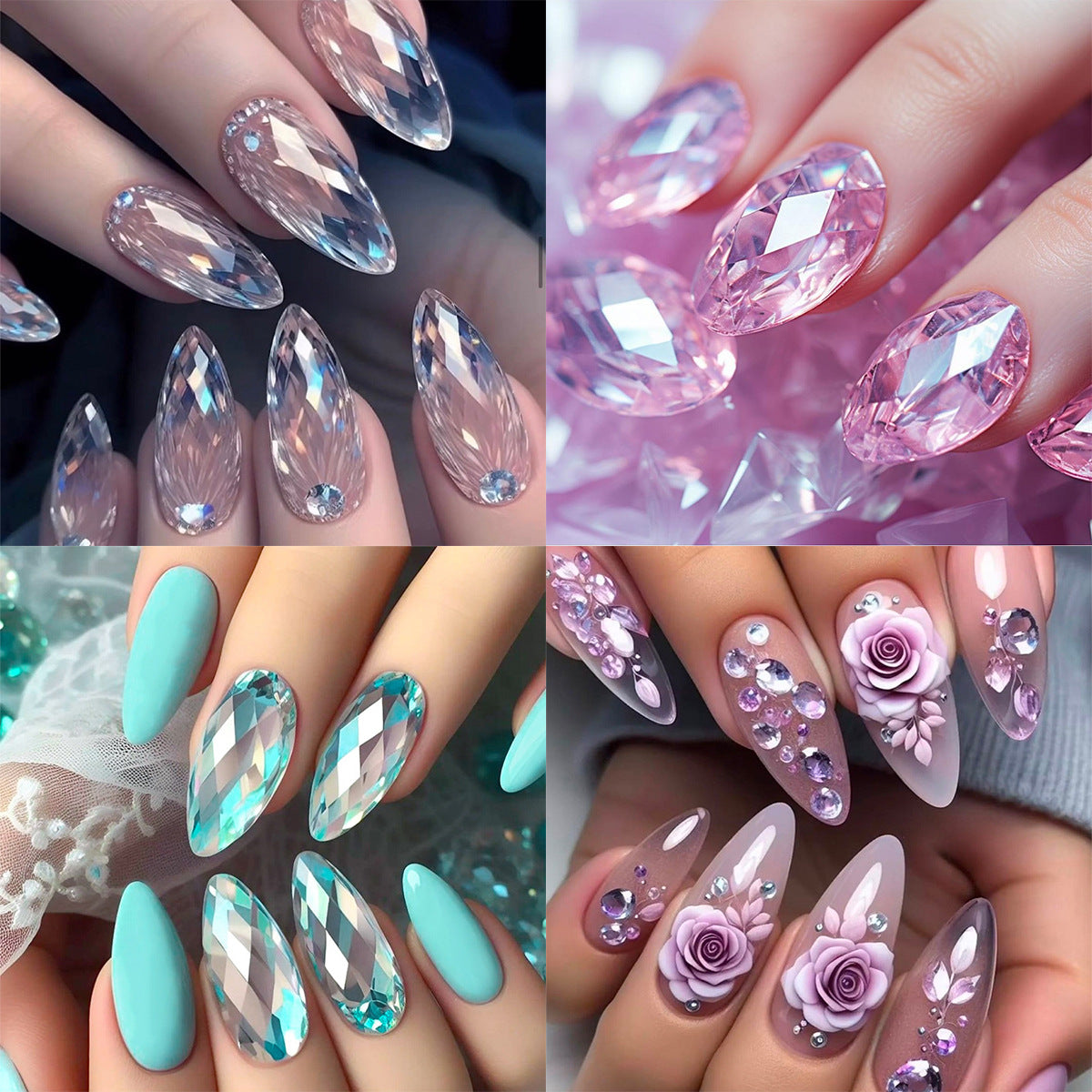 Kunstnagelset mit Crystal-Design und funkelnden Akzenten Brehn