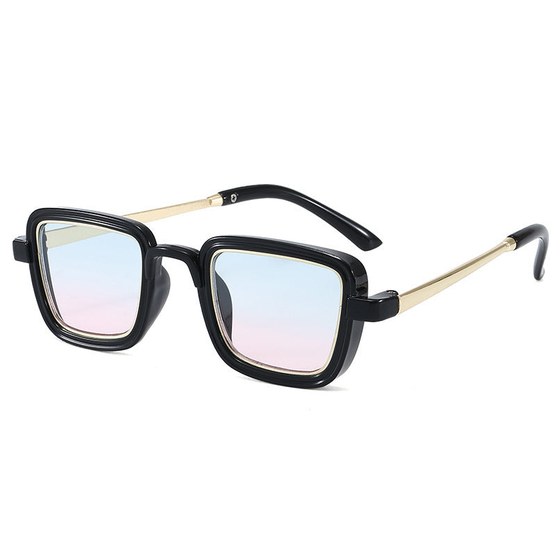 Damen quadratische Sonnenbrille mit transparentem Rahmen und goldenen Akzenten Brehn