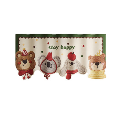 Decorative Refrigerator Top Dust Cover with Embroidered Animal Panel