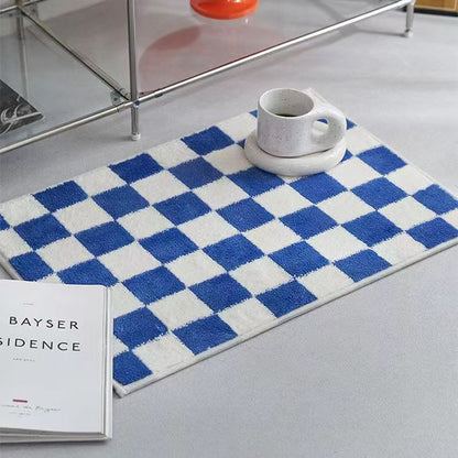 Schwarzweiß kariertes Badevorleger