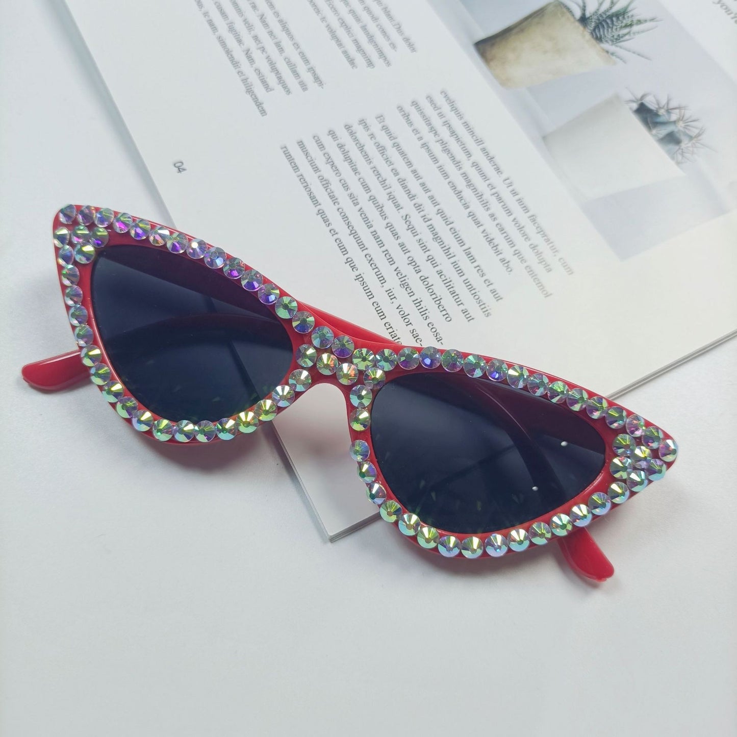 Damen Cat-Eye Sonnenbrille mit funkelndem Kristallbesatz Brehn