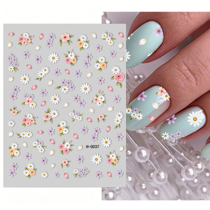 Florales Design Nagelkunst Aufkleber Set