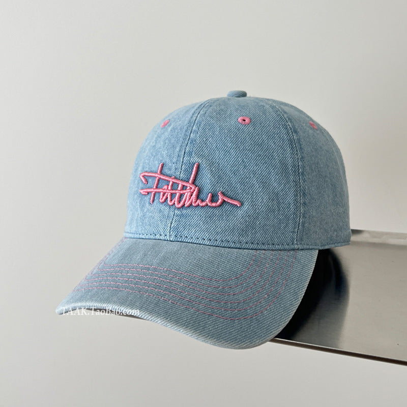 Damen Vintage Denim Bestickte Baseballmütze Brehn