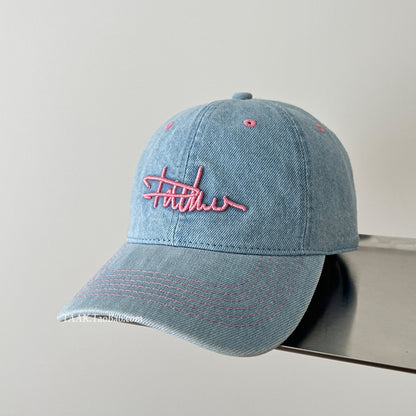 Damen Vintage Denim Bestickte Baseballmütze Brehn