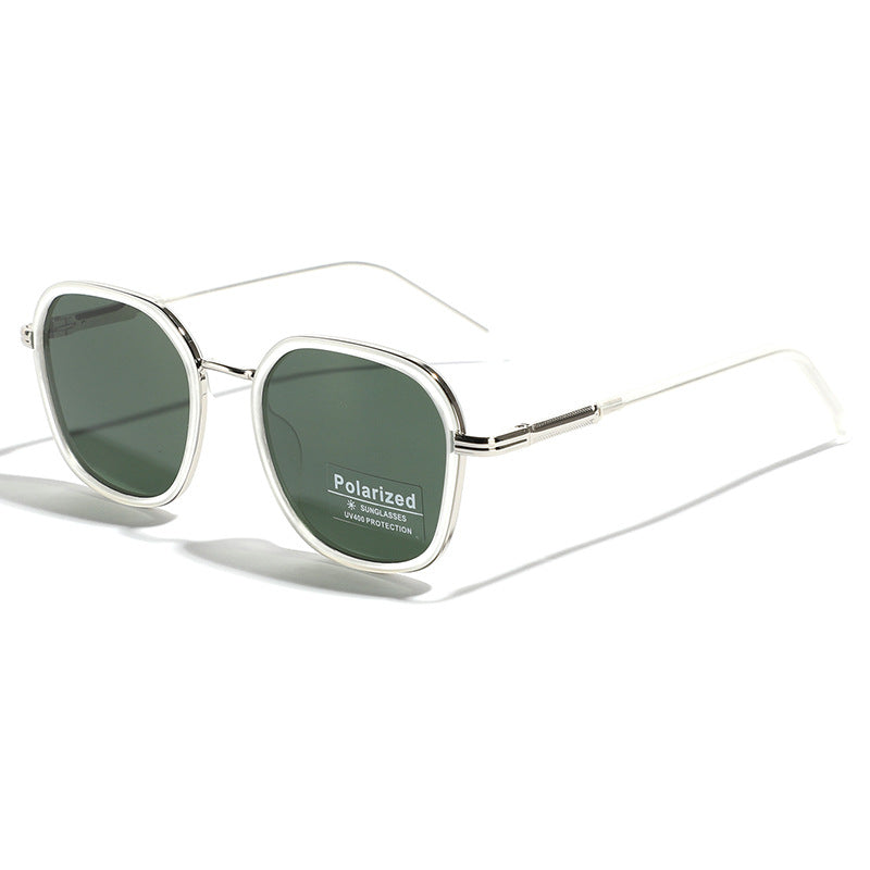 Damen geometrische polarisierte Sonnenbrille mit stilvollem Metallrahmen Brehn