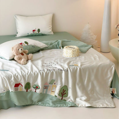 Kinderbettwäsche-Set mit niedlichem Eisbär-Motiv aus satinähnlichem Material