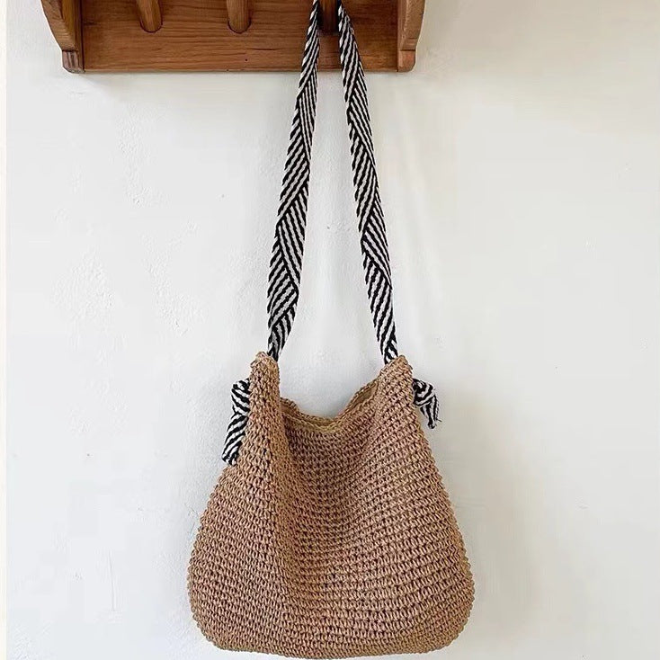 Damen Handtasche mit geflochtenem Design und gemustertem Schulterriemen Brehn