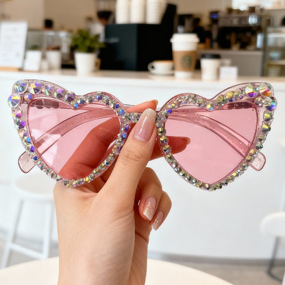Rhinestone Herzförmige Sonnenbrille Brehn