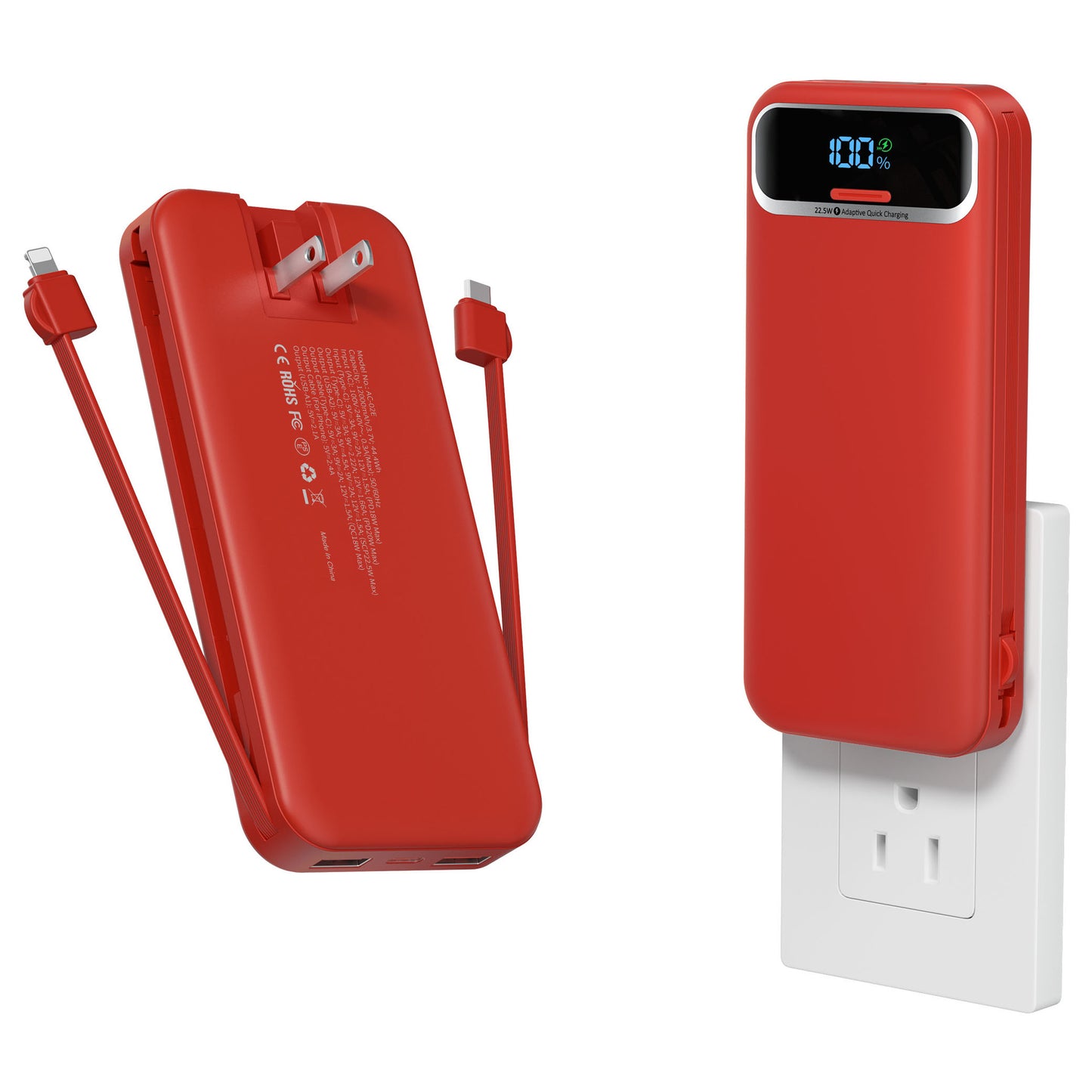 Powerbank mit Integriertem Ladegerät und Lcd-Display Brehn
