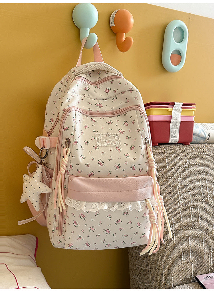 Blumenmuster Schulrucksack