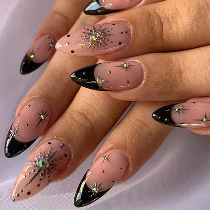Kunstnagelset mit eleganten 3D-Sternen und Glitzerakzenten Brehn