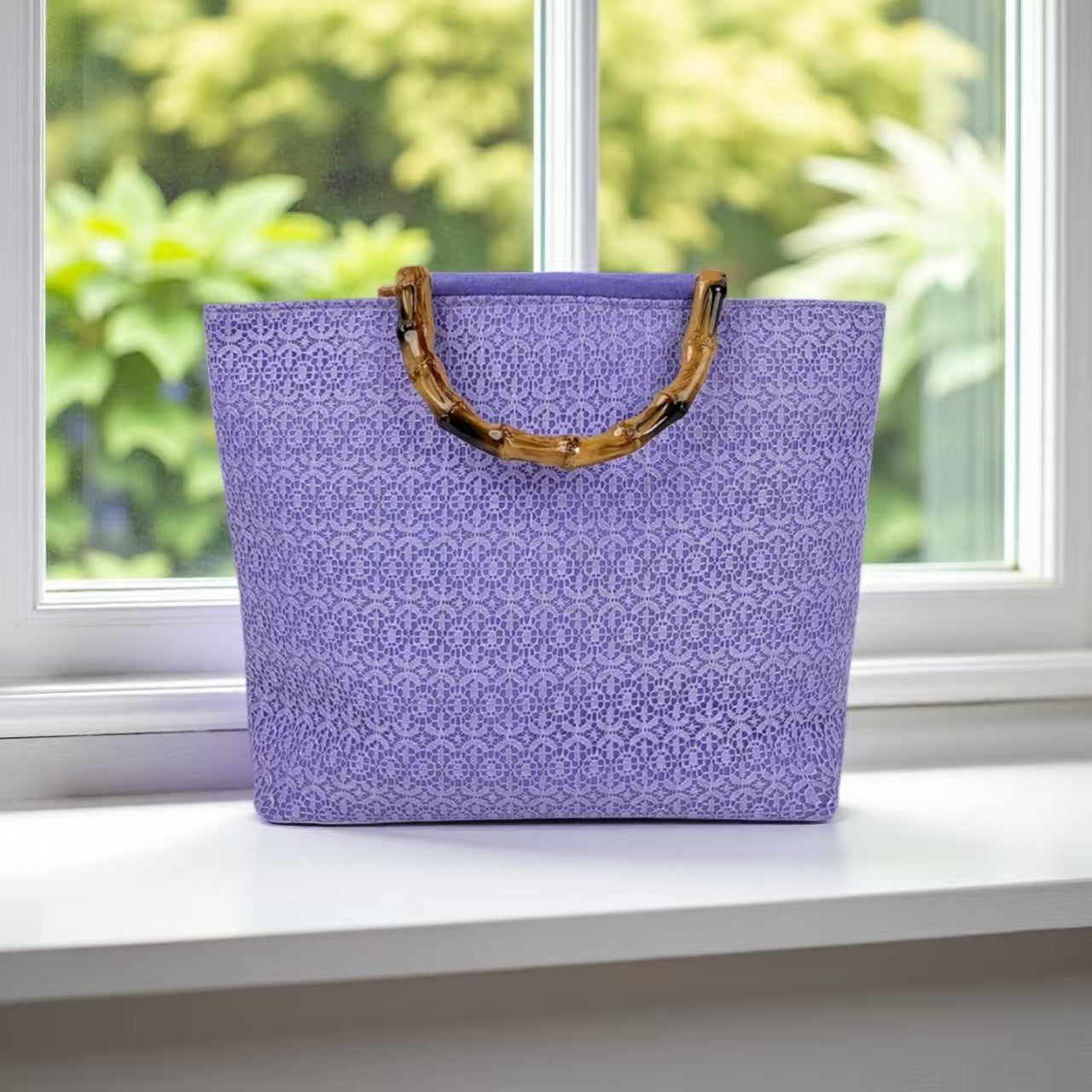 Elegante Baumwolltasche mit Bambusgriffen Brehn