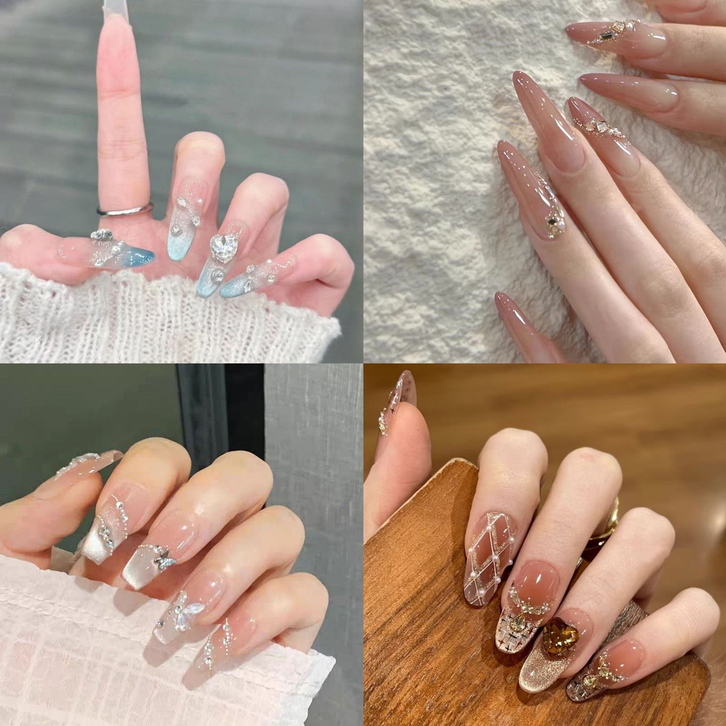 Ombre Lange-Stiletto Press-On Nägel Set Brehn