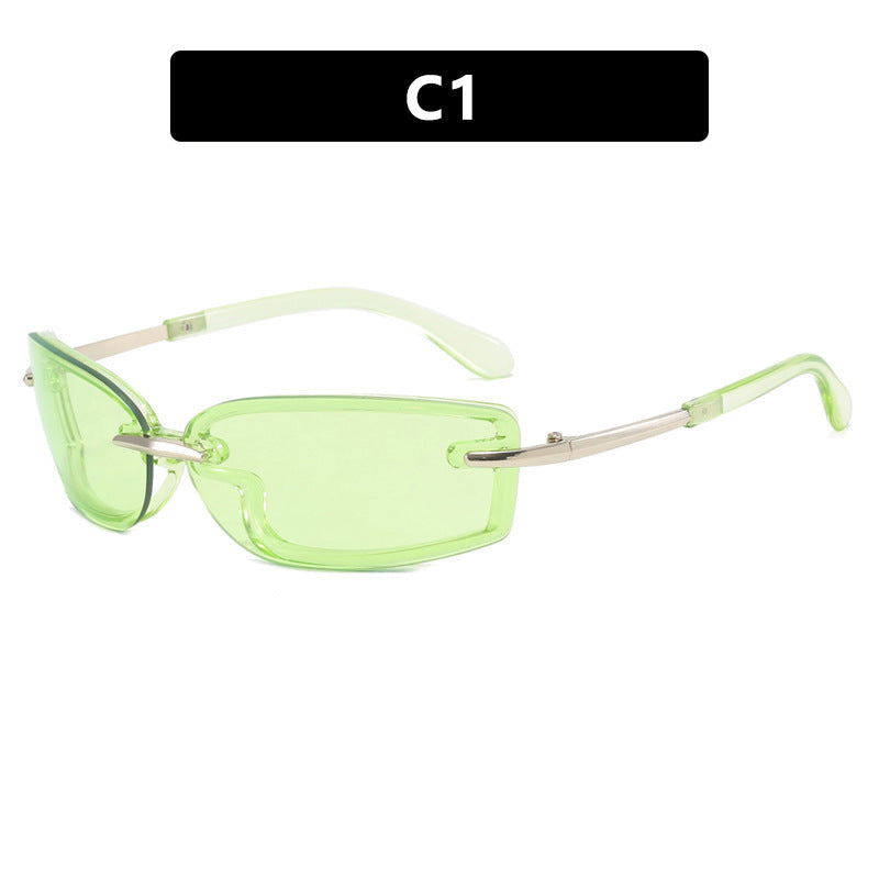 Damen modische Sonnenbrille im futuristischen Design und transparentem Rahmen Brehn