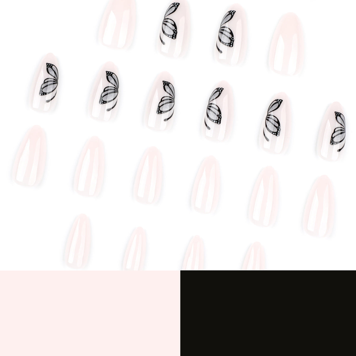 Kunstvolle Nagelverlängerungen mit zartem Schmetterlingsdesign Brehn