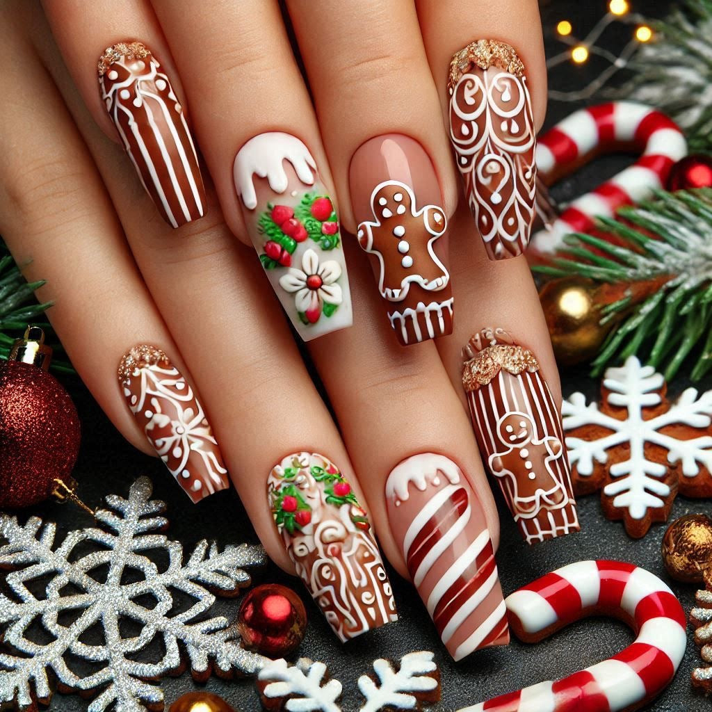 Kunstnägel mit weihnachtlichem Design Brehn